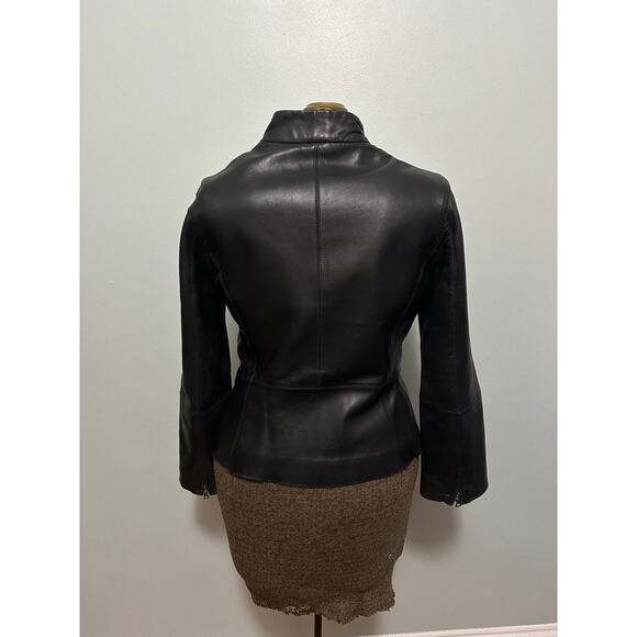 Tahari black leather jacket size M - Picture 2 of 7